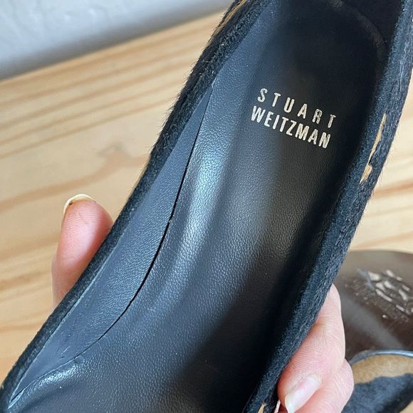 Stuart Weitzman Tan & Black Holstein Calf Hair Suede trim Round Toe Stiletto Hee - Picture 11 of 11